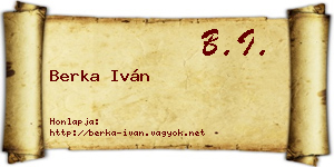 Berka Iván névjegykártya
